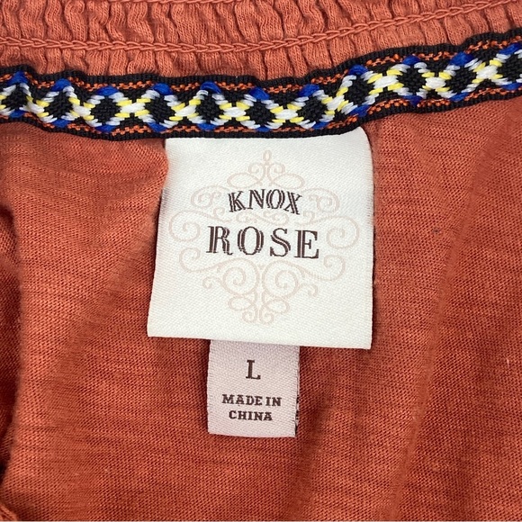 KNOX Rose Womens Henley Blouse Orange Short Sleeve V-Neck Button Up Size L - Picture 11 of 11